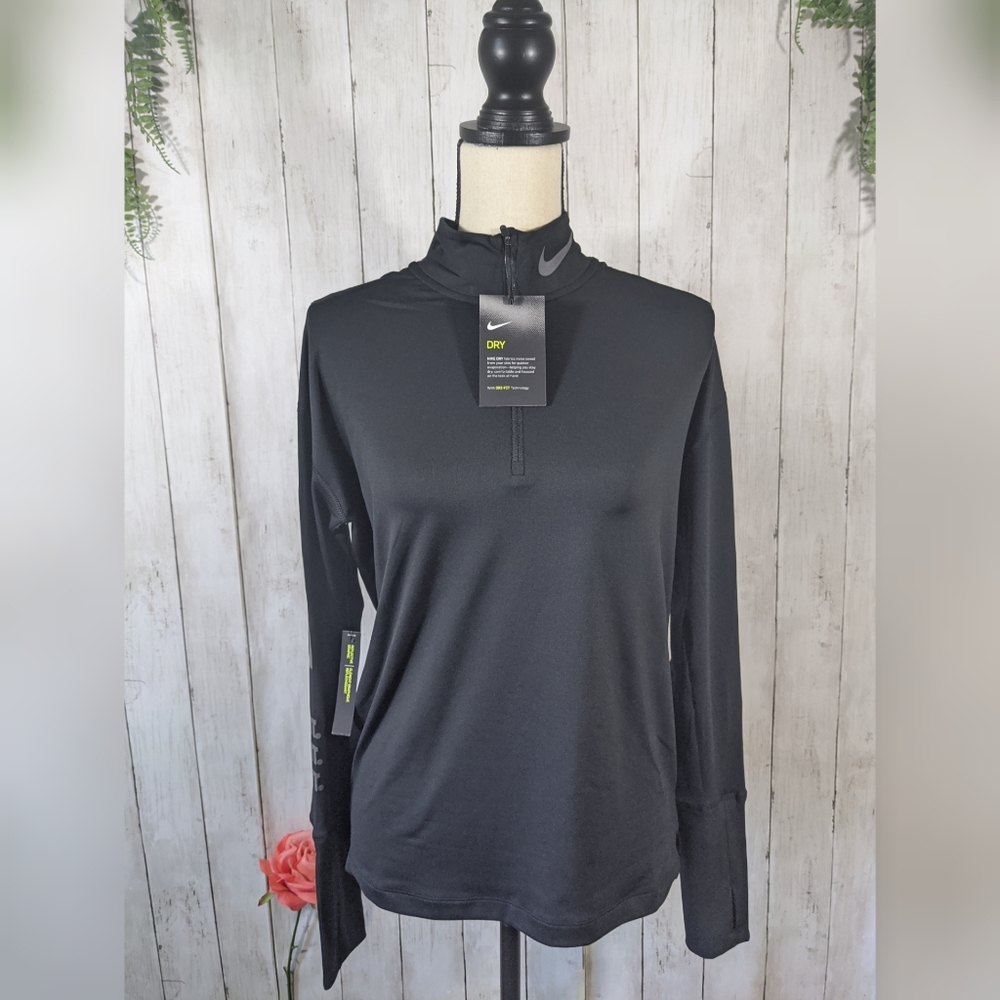 NEW NIKE running black half zip long sleeve sweate - Picture 3 of 8
